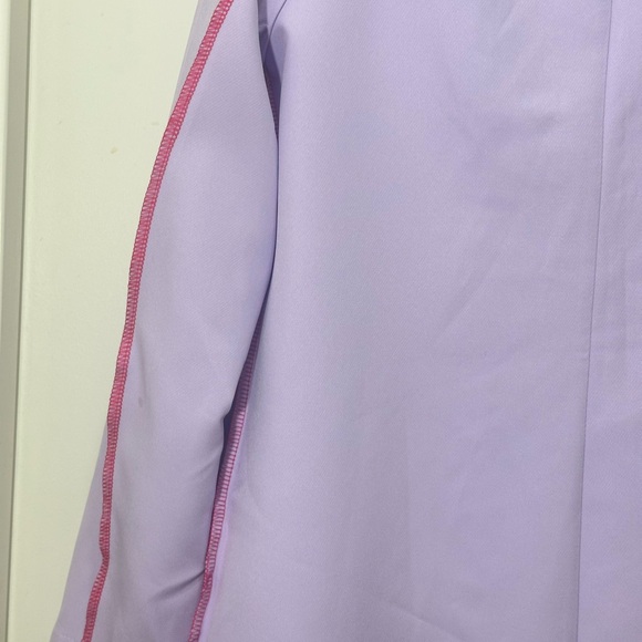 Purple One Button Tuxedo Blazer w/pink outside trim stitching size small - Picture 5 of 7